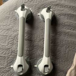 Leverloc Shower Grab Bar 16 Inch Suction Cup Grab Bars (2) for Bathroom & Shower