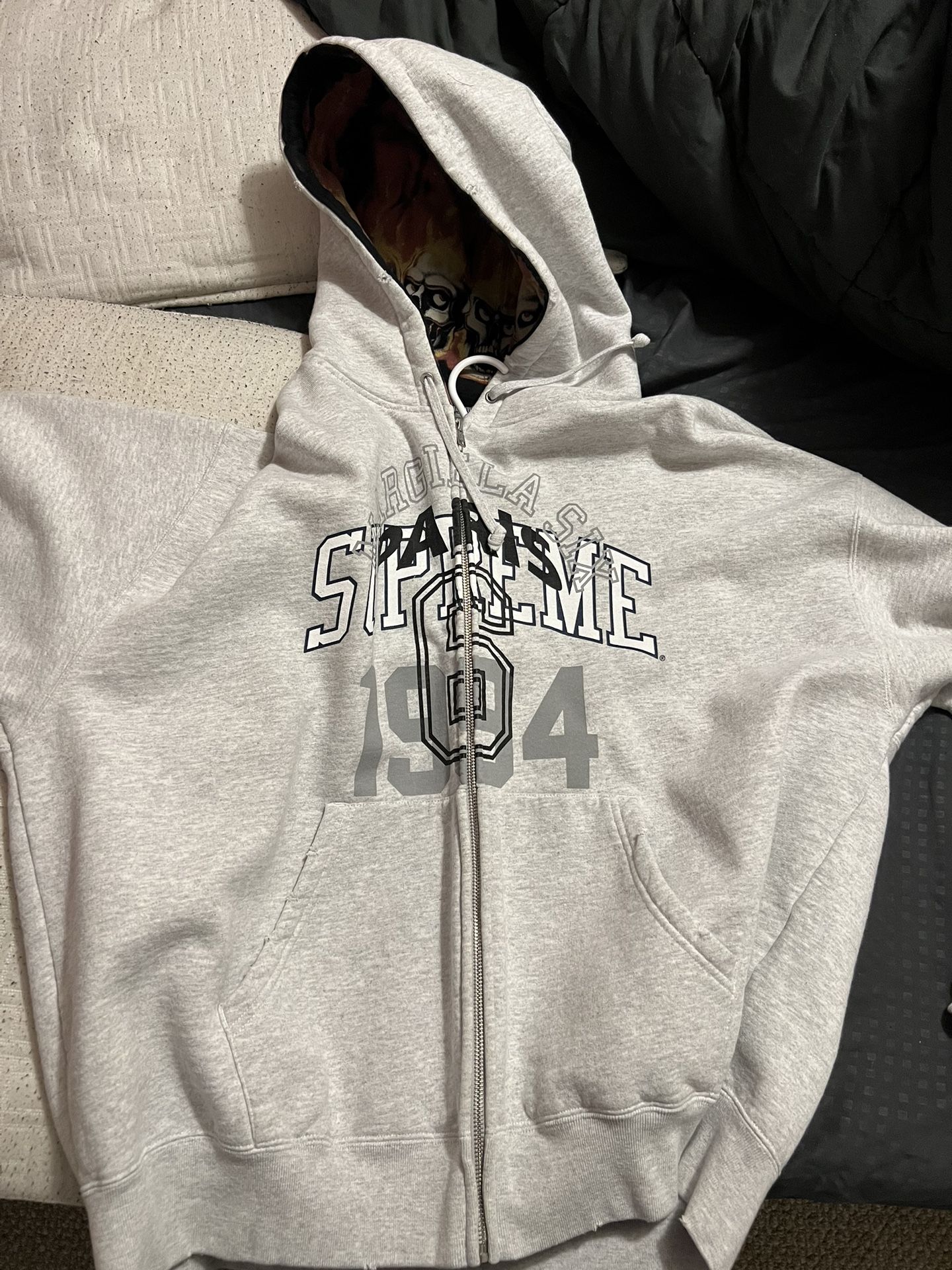 Maison Mariela 6 X Supreme Zip Up Hoodie Gray Large