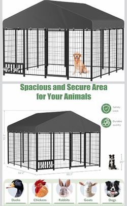 8x8 Ft Outdoor Dog Kennel, Medium Dog Run