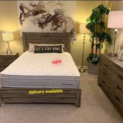 Millie Brownish Gray Panel Bedroom Set// Bed,dresser, Mirror, Nightstand// Mattress Sold Separately// Delivery Available 