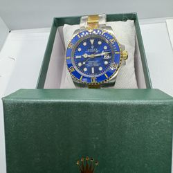 Brand New Automatic Movement “Bluesy Edition” Blue Face / Blue Bezel / 2 Tone Designer Watch With Box!