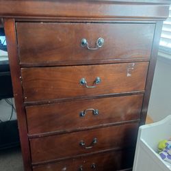 Free Cherry Wood Tall Dresser with 5 Drawers
