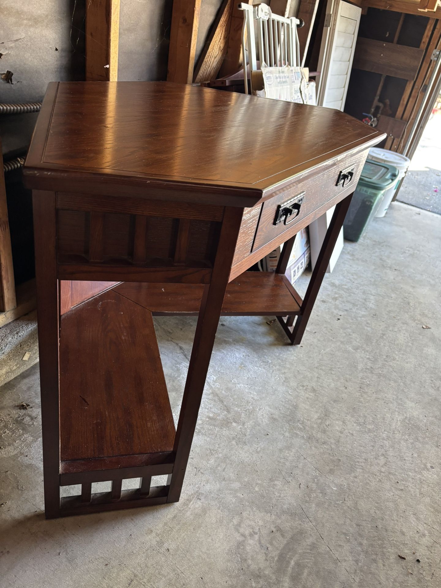 Mission Style Oak Corner Desk