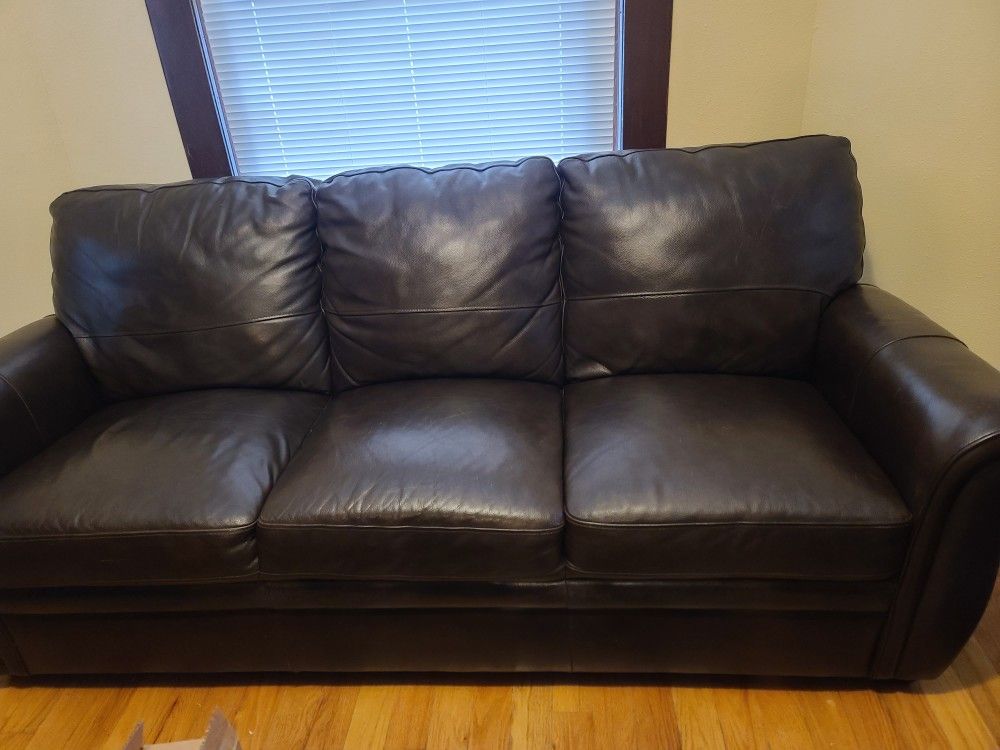 Brown Leather Sofa and Loveseat Set
