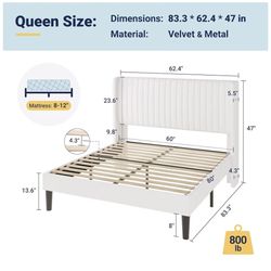 Queen Size Velvet Bed Frame