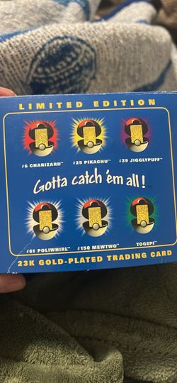 Limited edition, Pokémon Gotta catch ‘em all 23 karat gold plated trading card