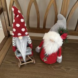 Two Christmas Gnomes and two Candle Holder Presents
