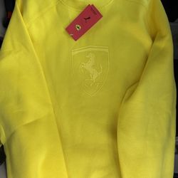 PUMA FERRARI RACE BIG SHIELD CREW SPEED YELLOW