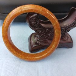 Gorgeous tang color jade jadeite bangle 58 mm..
