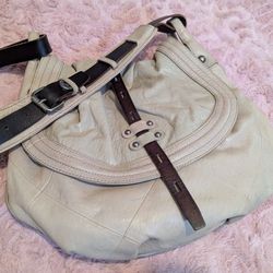 Revel New York Beige Leather Hobo Bag 