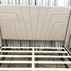 Beige Queen Size Bed Frame 