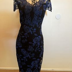 Figure Hugging Embroidered Cocktail Dress - Size 2