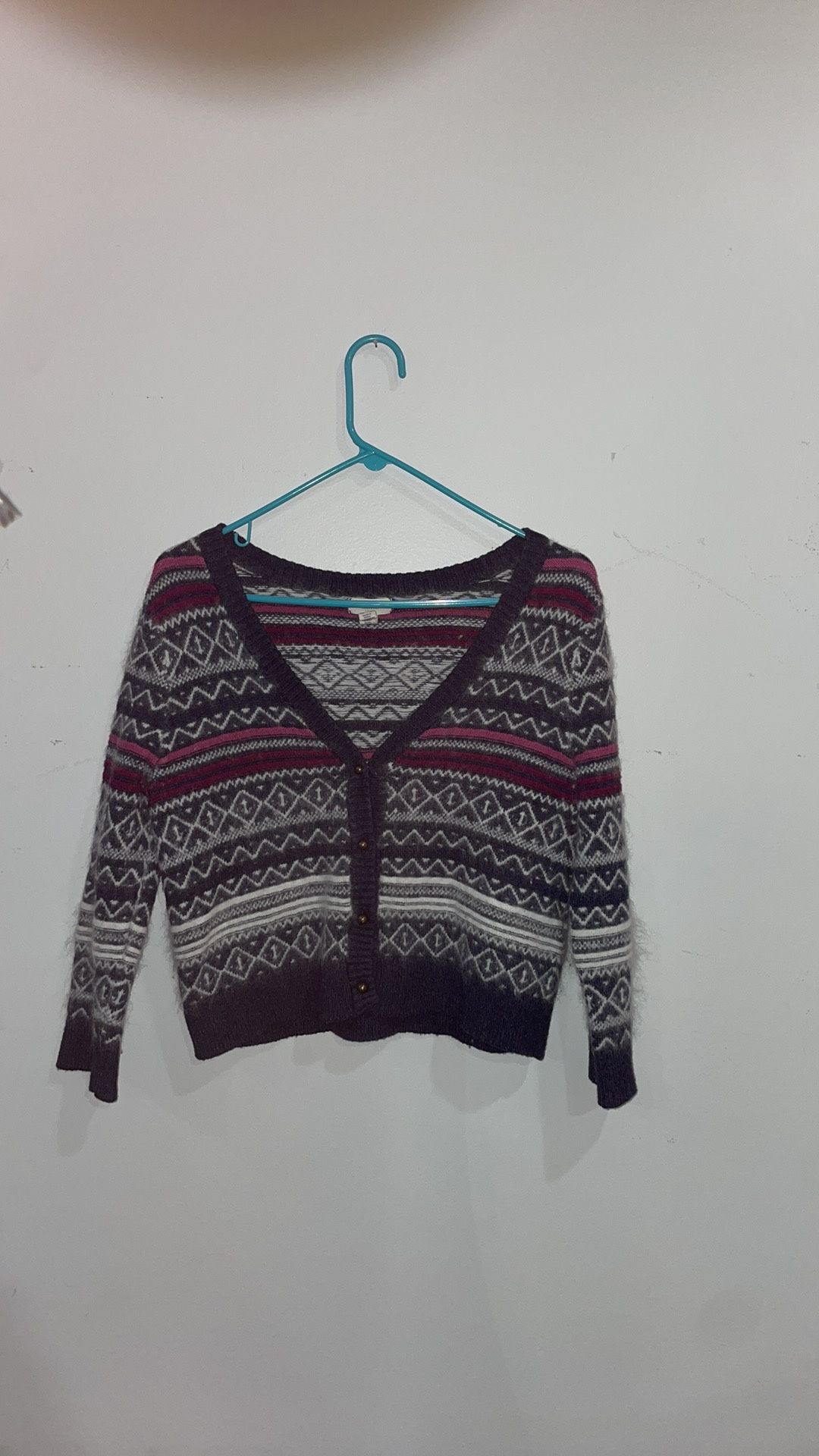 Lands End Canvas Cotton/Wool/Angora Knit Cardigan Size Small