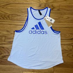 Adidas Womens KI Ringer Graphic Tank Top  Blue Extra Size M New! 