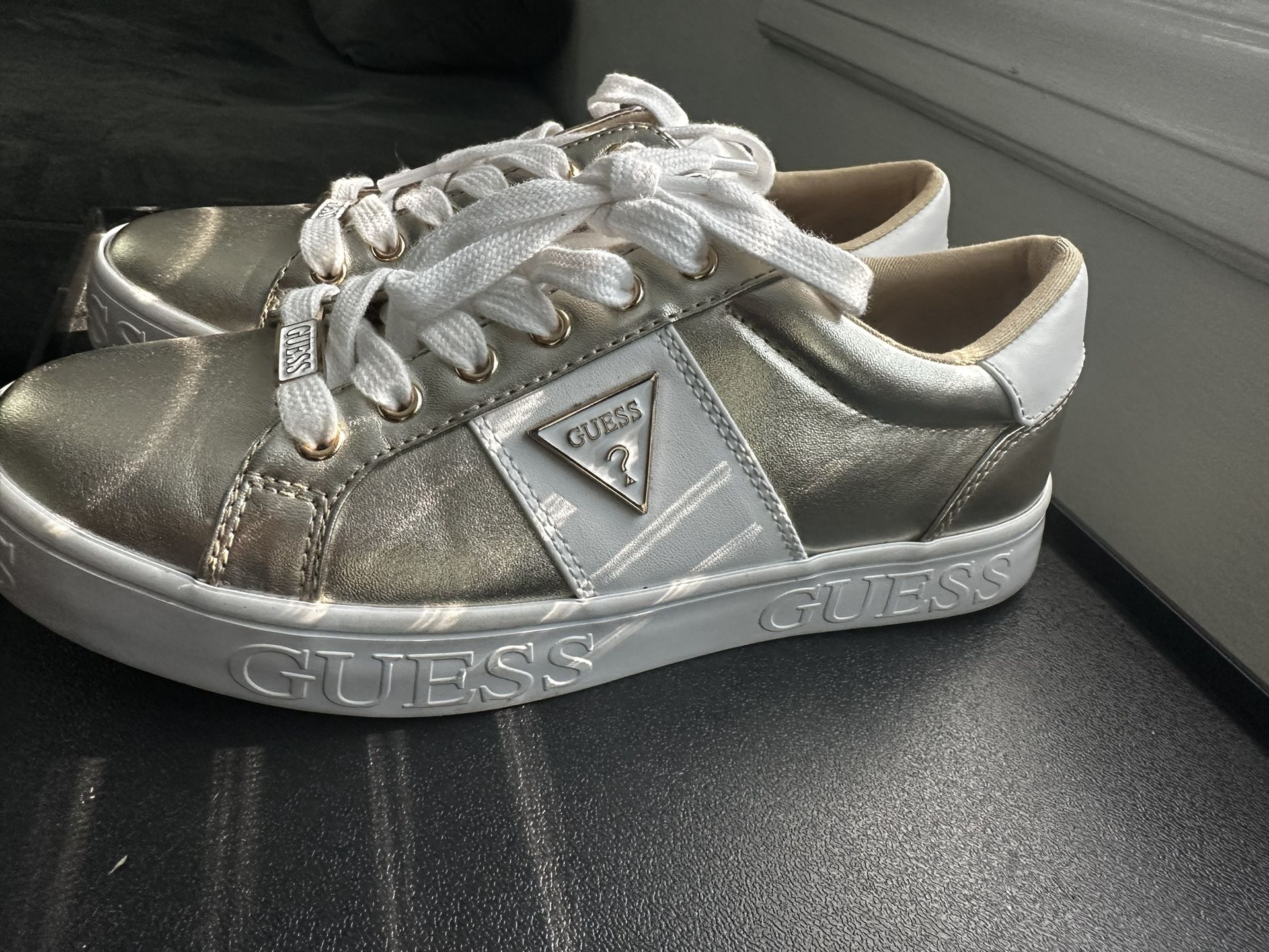 Guess Metallic Gold And White Sneaker