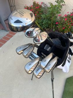 Ping(Karsten)iron and hybrids,King Cobra driver,wood and putter,including ping kick stand golf bag 👍All of them are great condition 👍