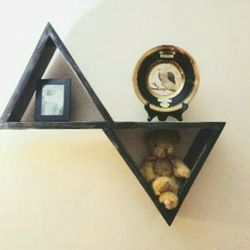 New Wooden Triangle Floating Wall Shelf 