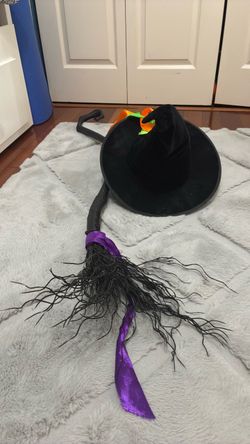Halloween Witch Hat and Broom Set
