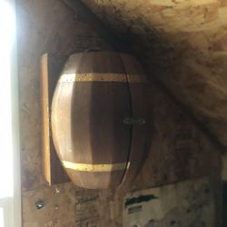 1930s Brown Wall hanging Half Keg shot glass/ Bottle Storage 