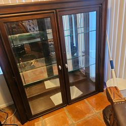 Dark Wood Glass Display Cabinet
