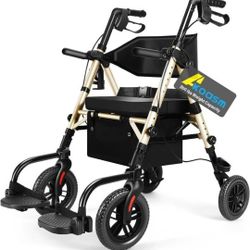 2in1 Rollator Walker & Transport Chair, 300lb Capacity