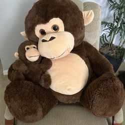 Jumbo 32” Tall Monkey W/ Baby Soft & Furry 