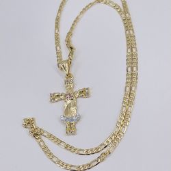 Virgen De Guadalupe Y Cadena Oro Laminado 14k/Virgin Of Guadalupe And 14k Gold Plated Chain