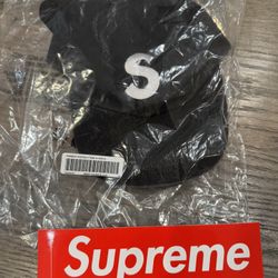 Supreme Pigment Coated 2 Tone S Logo Cap Black FW25 One Size ~ NEW, SEALED