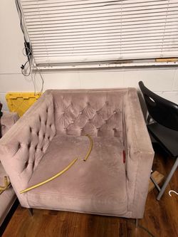 2 Pink Velvet Tufted Accent Chair