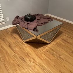 cracked    mirror  coffee table 