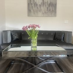 Mirrored rectangular coffee table