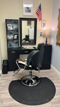 Professional Salon / Barber Stations with Chairs and vanity Mirror – $75 Each Set