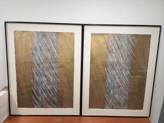 Pair of Large 1990s Abstract Geometric Wall Art Panels | 36" × 46" each