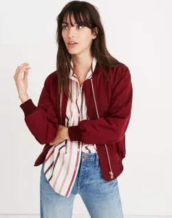 Madewell Burgundy Side-Zip Bomber Jacket Small