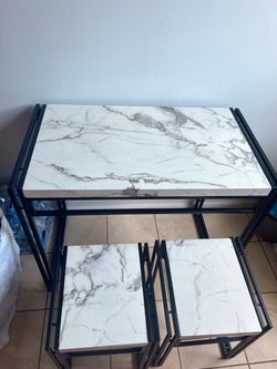Compact Dining Table (White Marble)