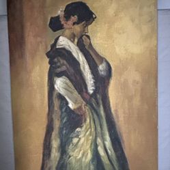 Framed Oil Painting of a Woman