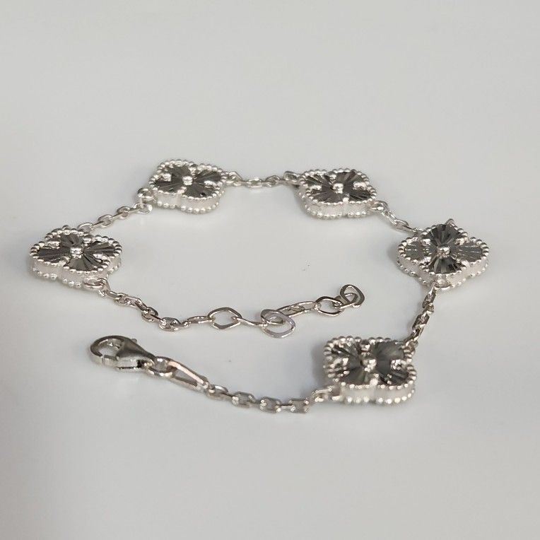 Fashion 925 Silver Textured Blossom Bracelet 8"