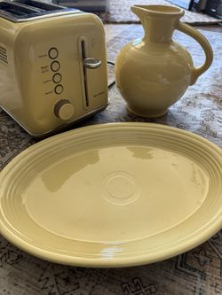 Yellow Kitchen Items (Fiestaware & Retro Toaster)