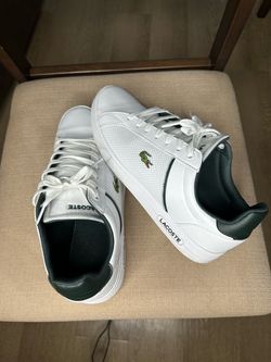 Lacoste White and Green Low-Top Sneakers size 9