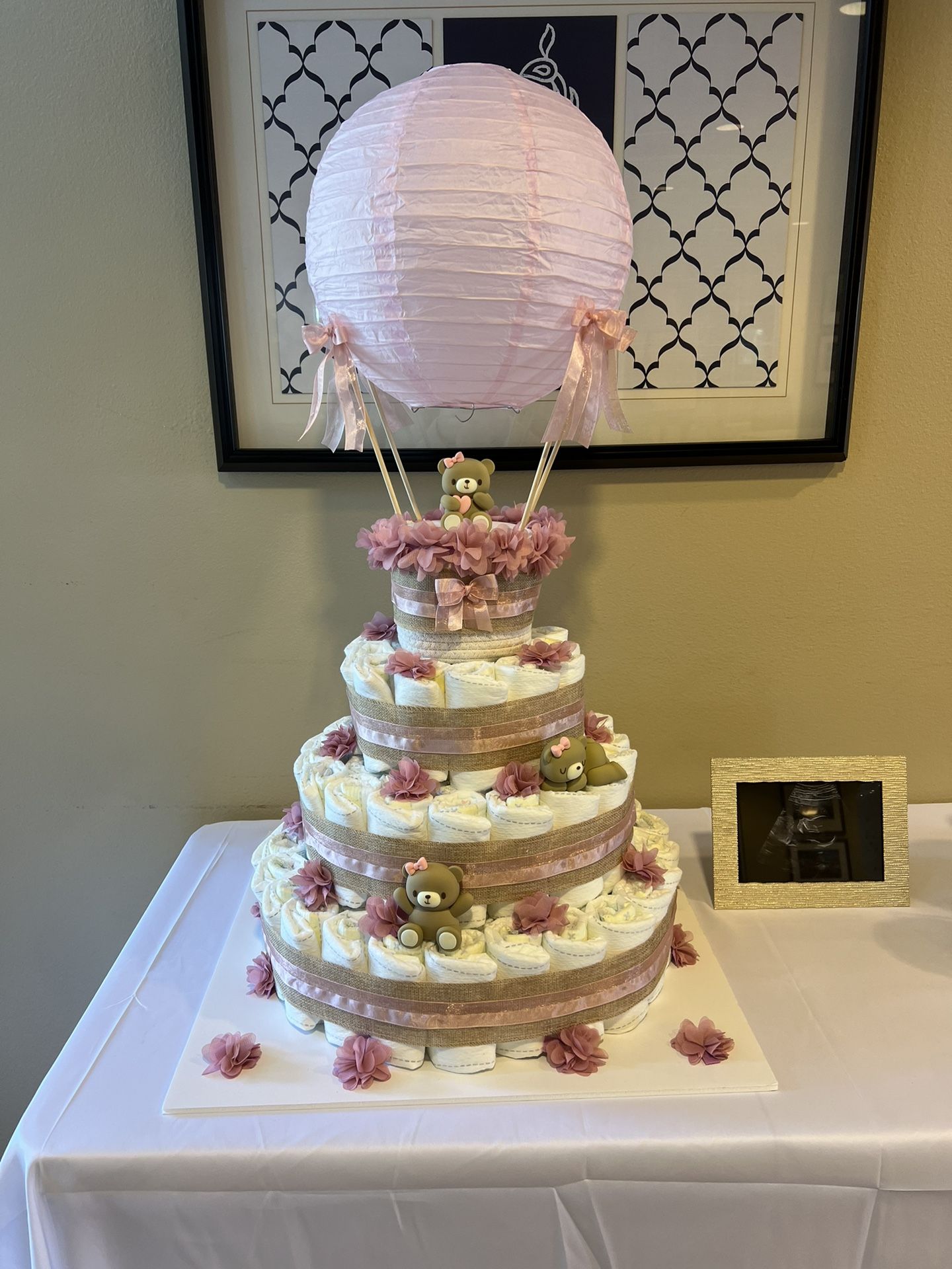 Diaper Cake Kit Baby Girl Shower Hot Air Balloon Bear