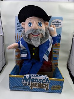 Talking Mensch on a Bench Rabbi Doll