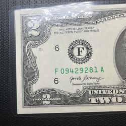 $2 Dollar Laminated Uncirculated Bill 