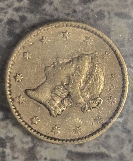 1852-p Liberty Head Antique Gold $1 Dollar Coin American Authentic