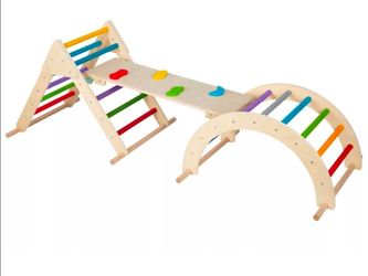 OOOK 3-Piece Climber with Pikler Triangle and Rainbow Climber