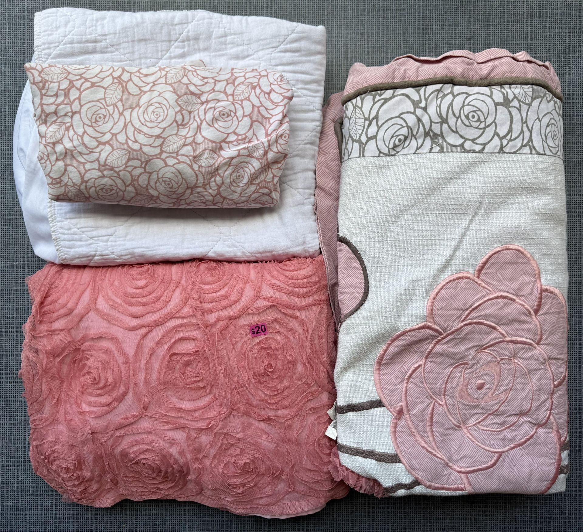 Pink Floral Crib Bedding Set