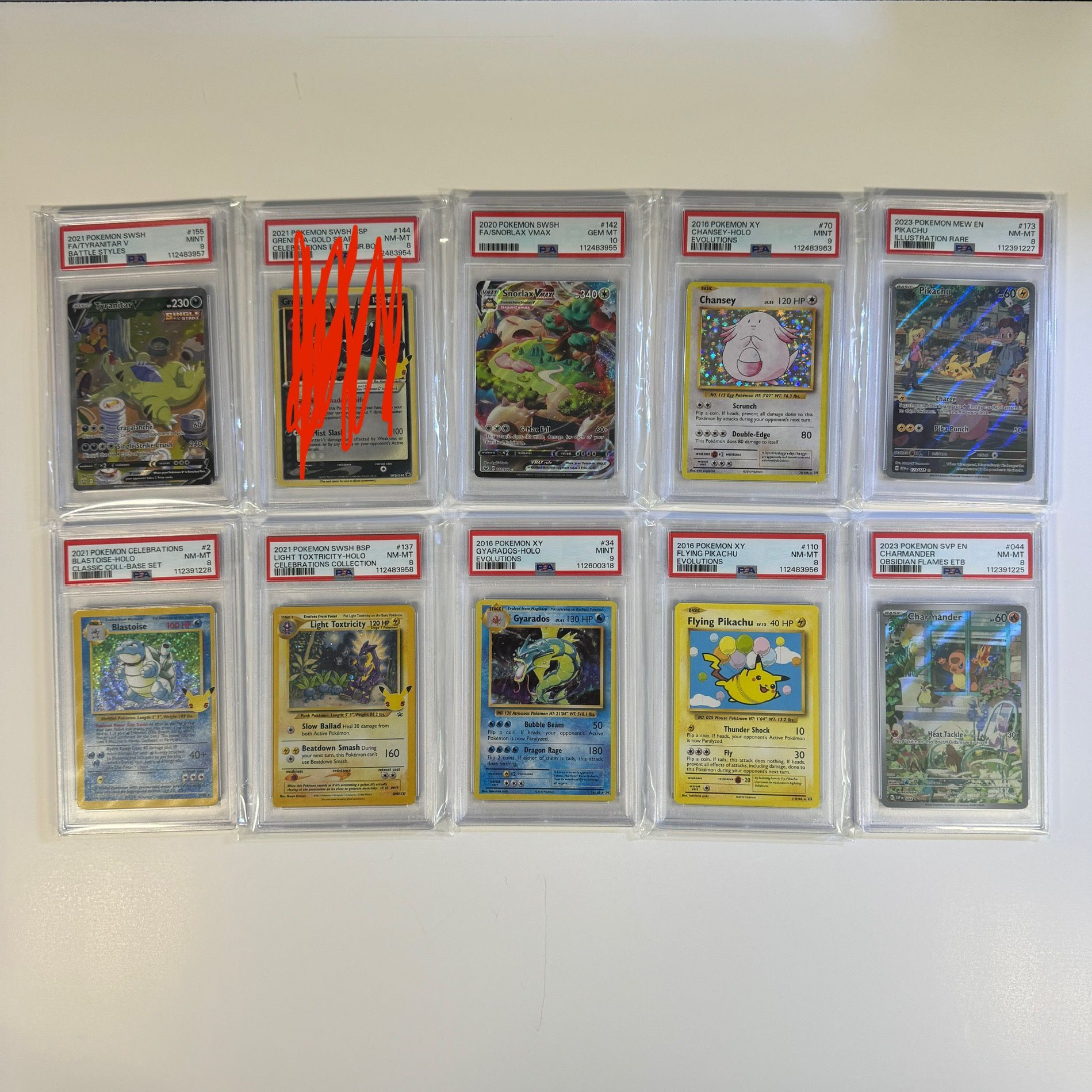 PSA 10 9 8 Graded Pokemon Cards Tyranitar V Chansey Blastoise Pikachu Snorlax Vmax