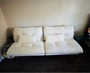 Ivory off white Convertible Futon “72”
