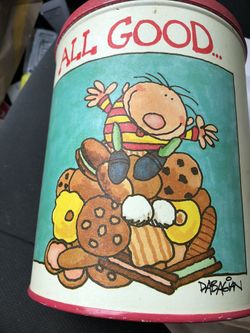 Vintage metal cookie jar...