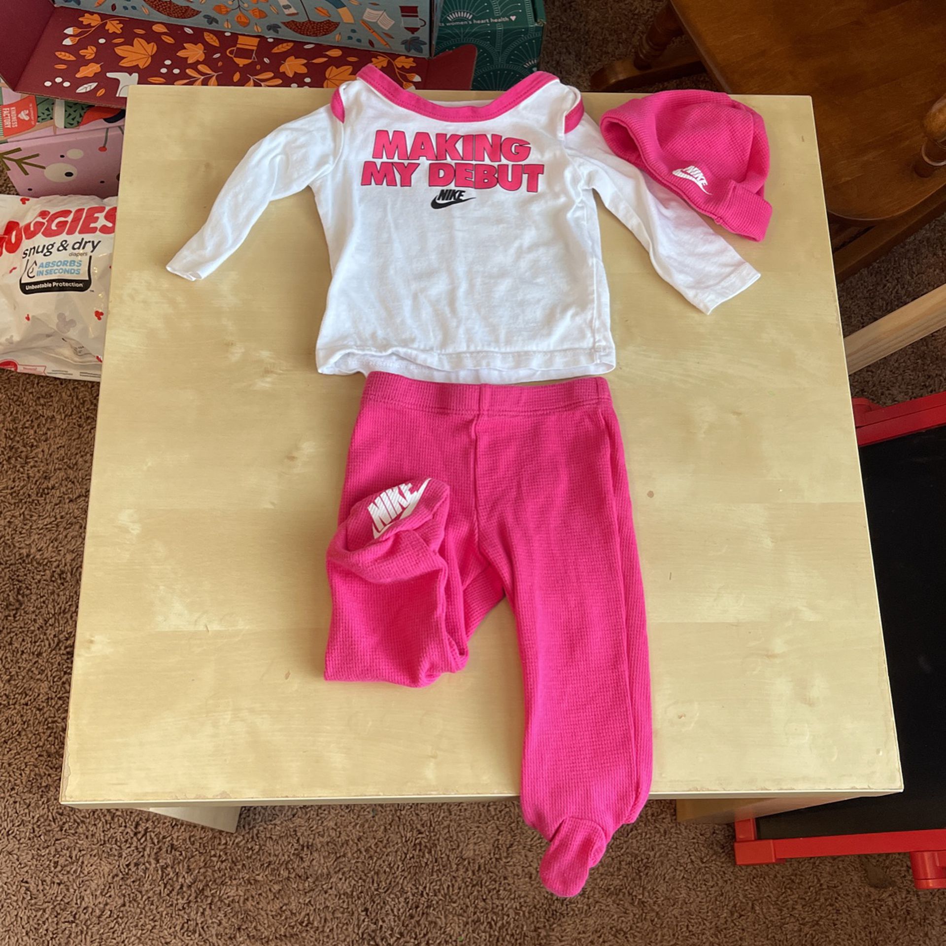 Pink White Nike Outfit W/hat 6 Months 