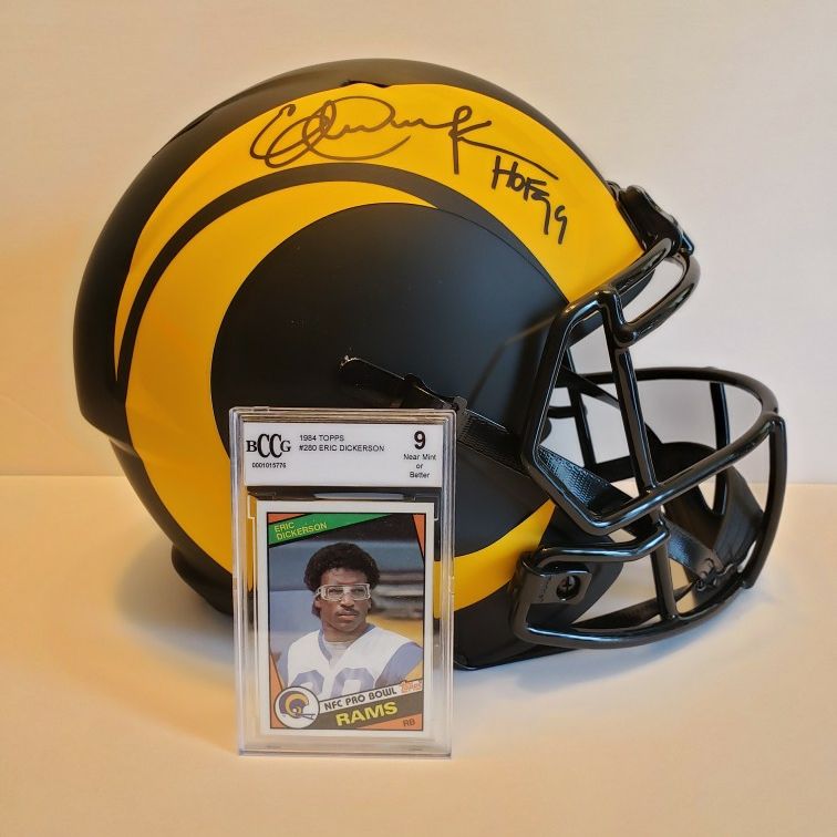 LA Rams Eric Dickerson Signed Eclipse Speed Helmet w/ Rookie Card